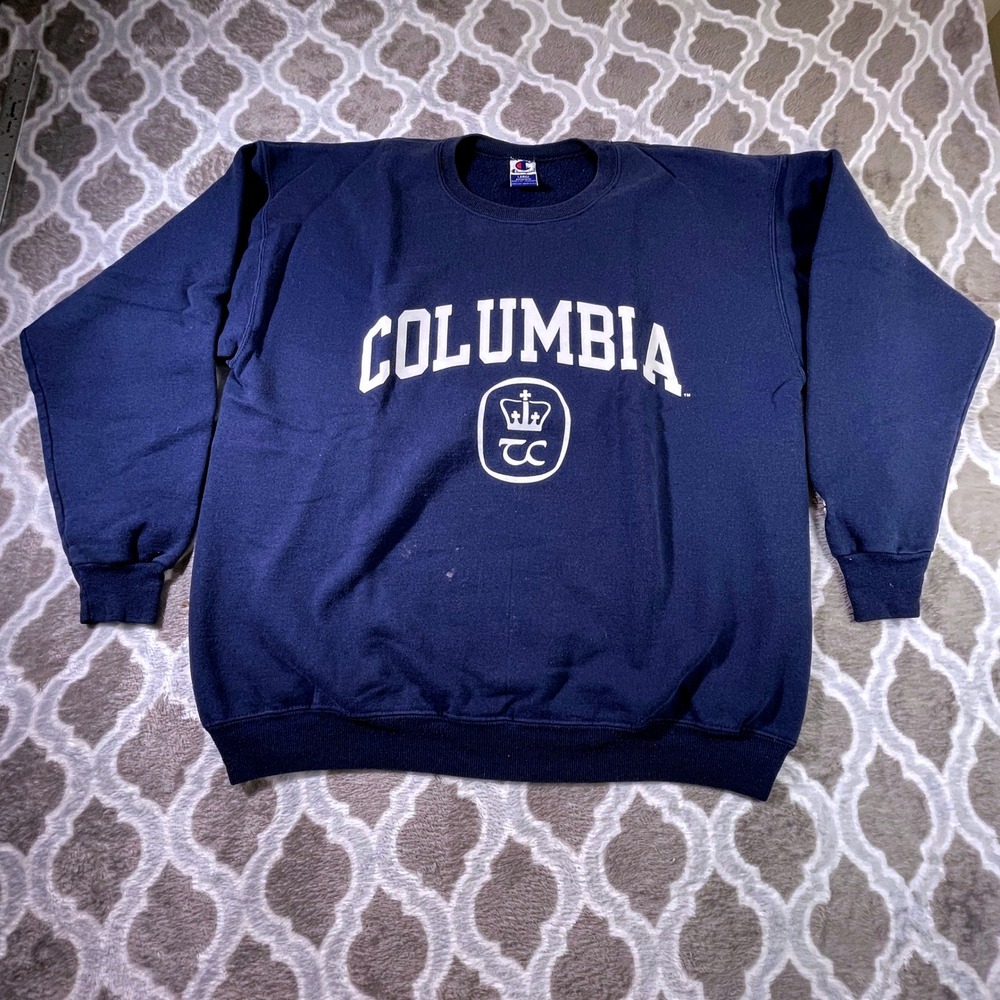 Champion Columbia University Sweatshirt Mens Large Navy Collegiate Crewneck